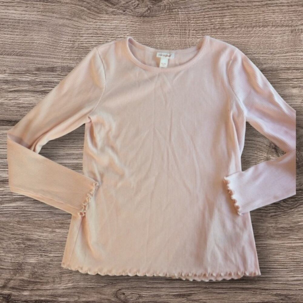 Cat and Jack pink ribbed long sleeve top. XL 14–16.